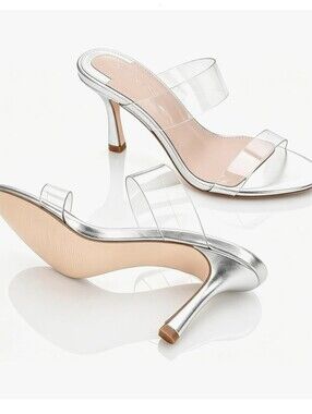 NIB Berness Clear Strap Heels Silver - Size 9